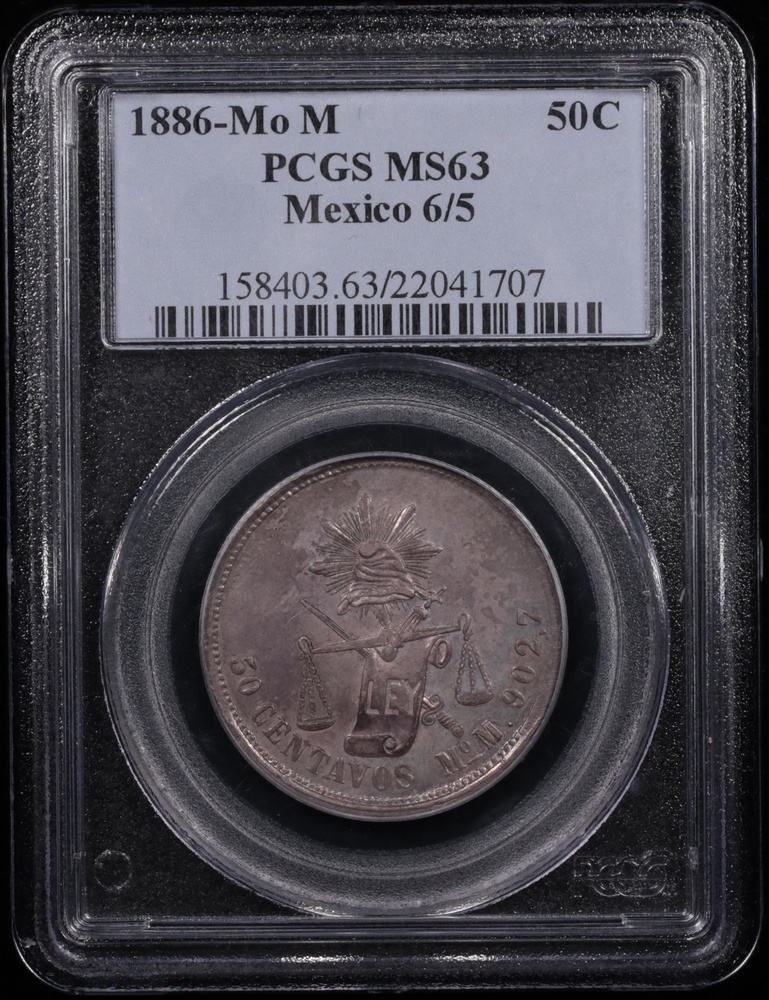 1886-Mo Mexico 50 Centavos PCGS MS-63 Obverse in Holder