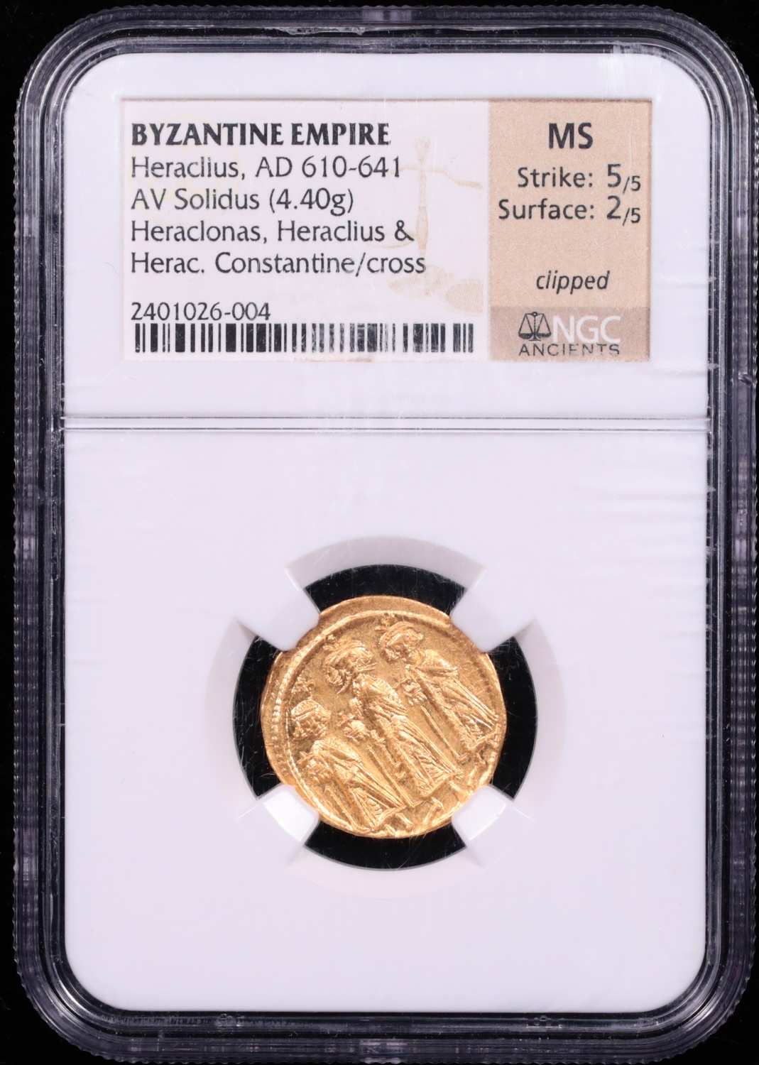 610-641 AD Byzantine Empire Heraclius Gold Solidus NGC Mint State 5x2
