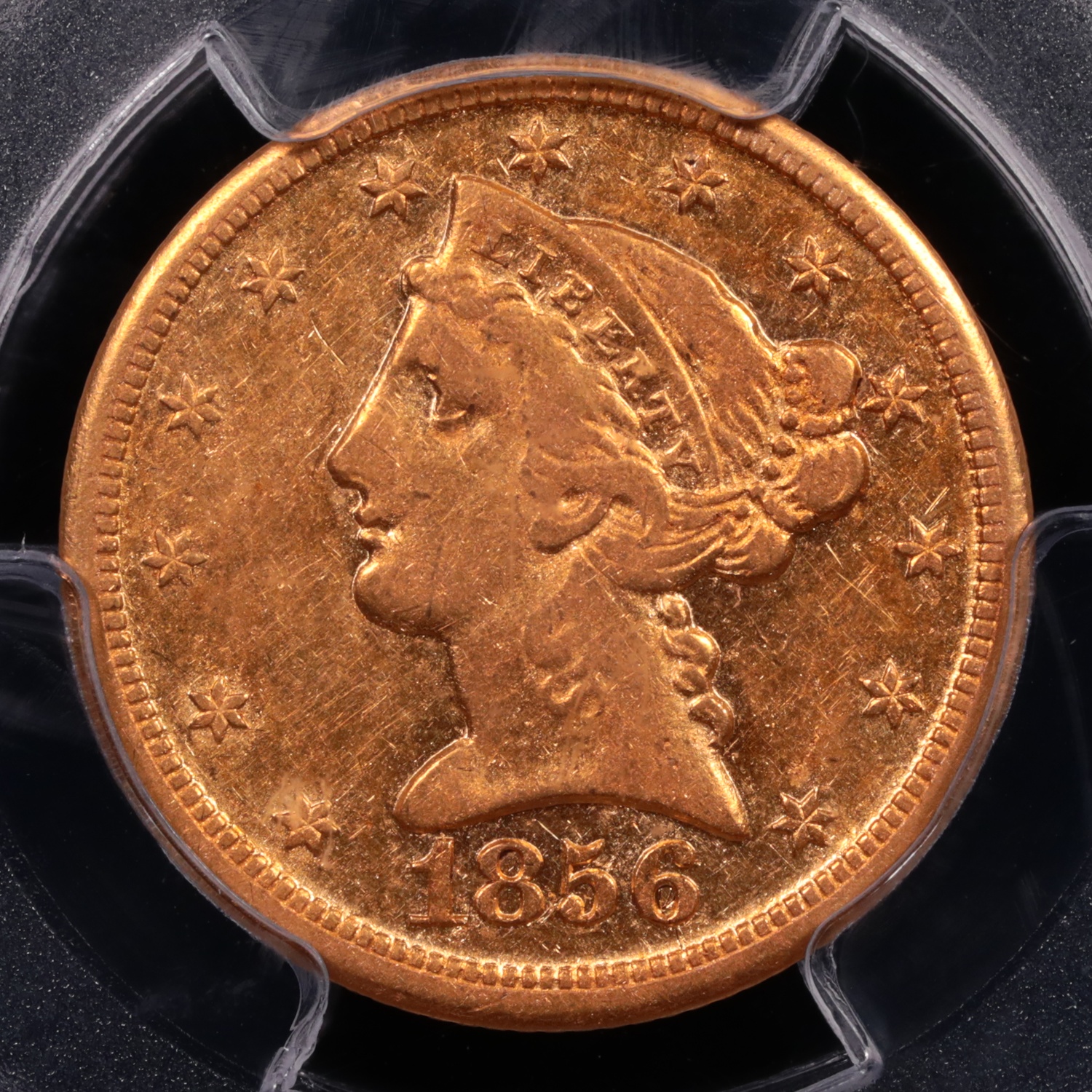 1856-D $5 Liberty Gold PCGS XF-40 Obverse 1856-D $5 Liberty Gold PCGS XF-40 Obverse