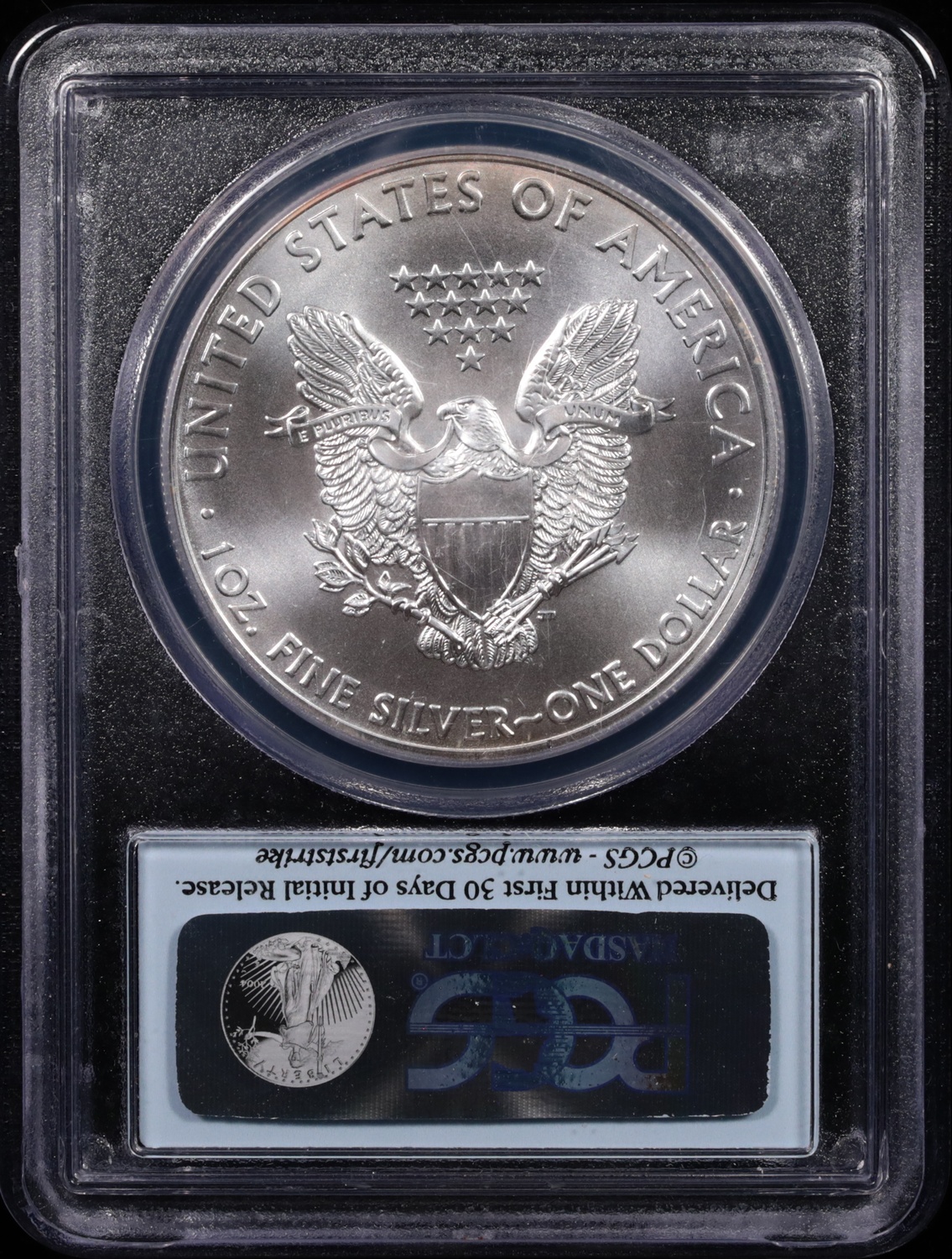 2013-(W) 1-oz Silver American Eagle Struck at West Point First Strike PCGS MS-70 Reverse in Holder 2013-(W) 1-oz Silver American Eagle Struck at West Point First Strike PCGS MS-70 Reverse in Holder