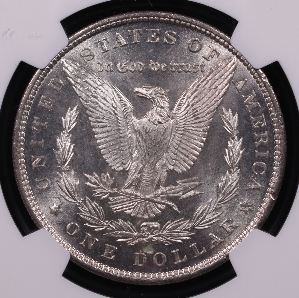 1879-S Morgan Silver Dollar Reverse Struck Through Mint Error NGC MS-64+