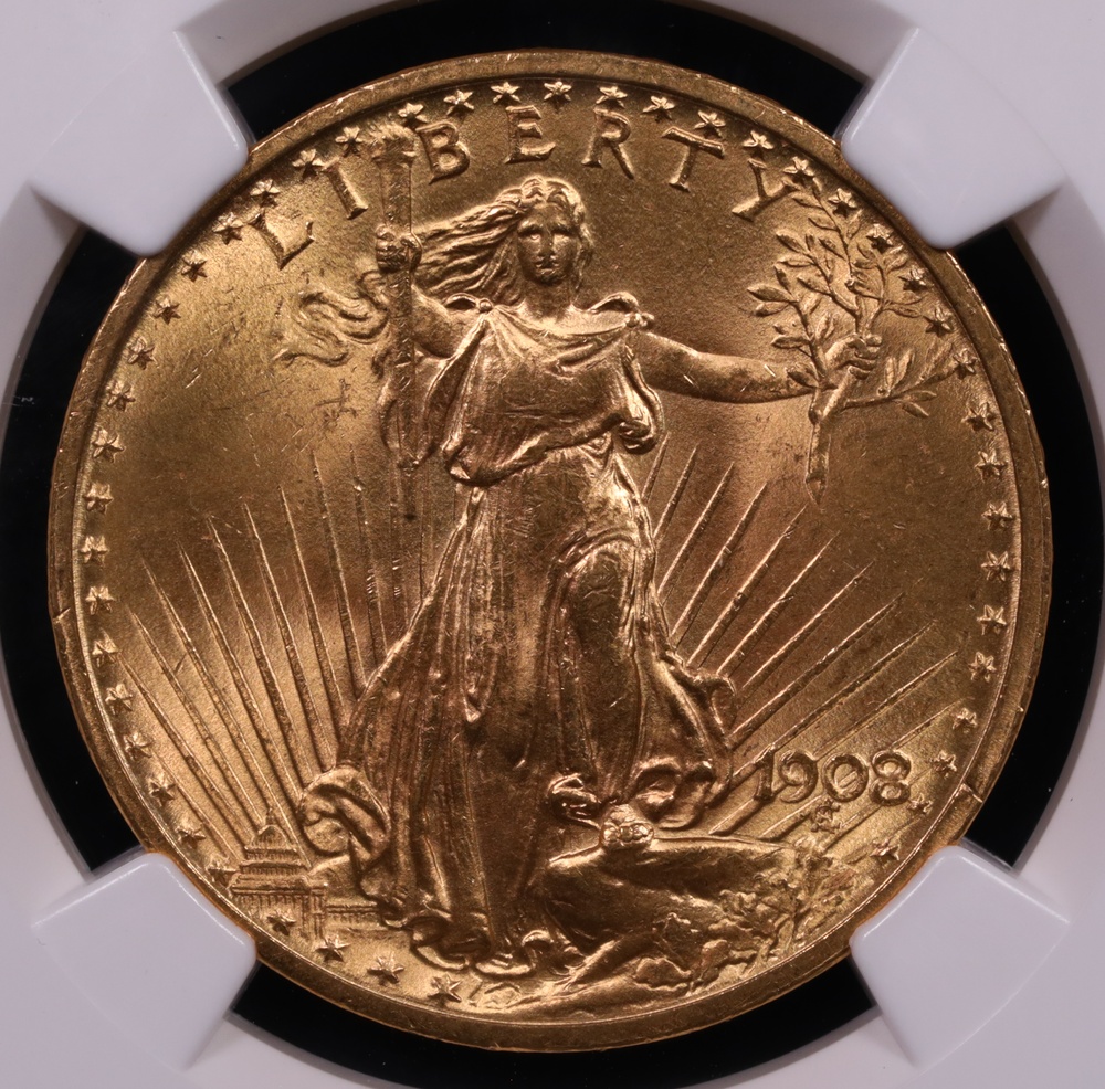 1908 $20 Saint-Gaudens Gold NGC MS-64