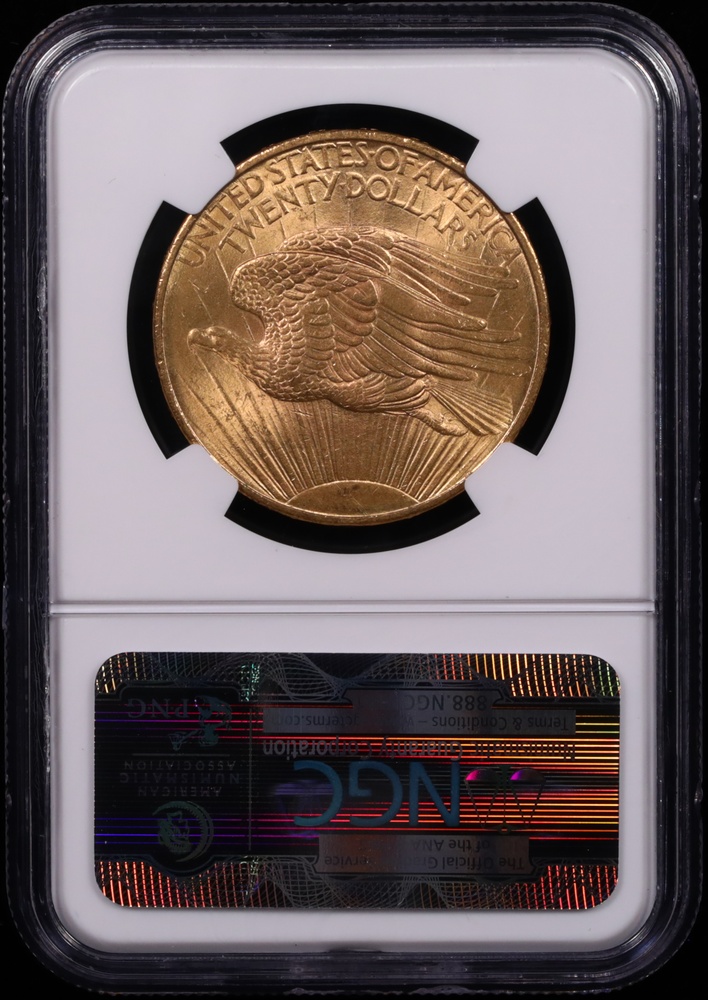 1908 $20 Saint-Gaudens Gold NGC MS-64 Reverse in Holder
