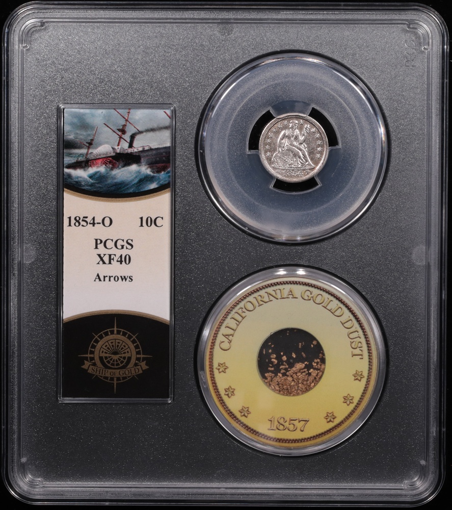1854-O Seated Liberty Dime SS Central America PCGS XF-40 Obverse in Holder 1854-O Seated Liberty Dime SS Central America PCGS XF-40 Obverse in Holder