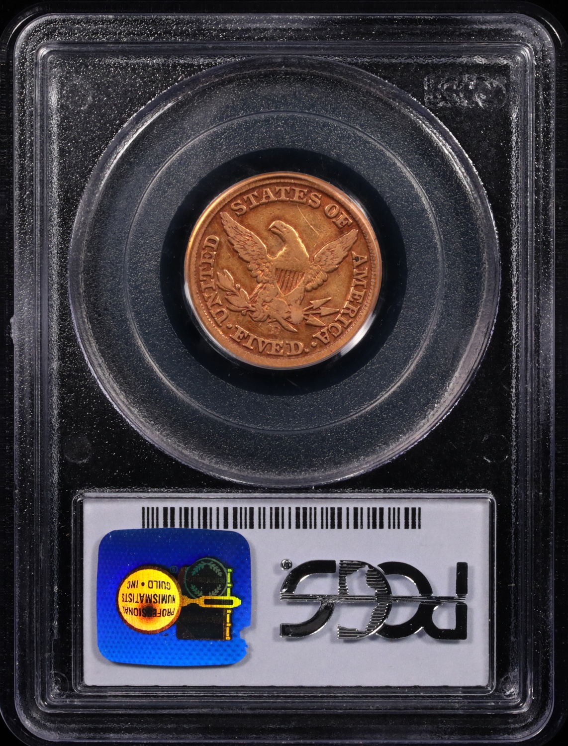 1855-D $5 Liberty Gold Medium D PCGS F-15 Reverse in Holder 1855-D $5 Liberty Gold Medium D PCGS F-15 Reverse in Holder