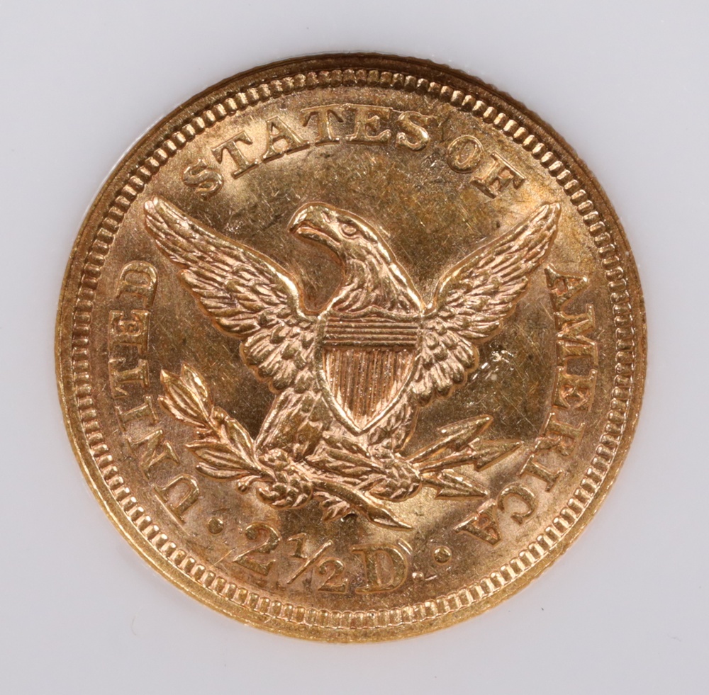 1857 $2.50 Liberty Gold NGC MS-62 Reverse 1857 $2.50 Liberty Gold NGC MS-62 Reverse
