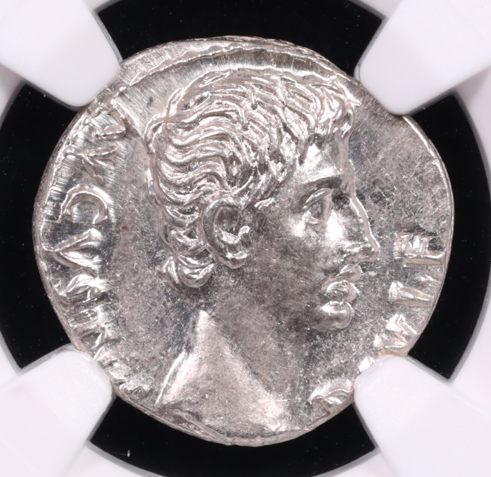 27 BC-14 AD Roman Empire Augustus Silver Denarius NGC Mint State 4x4 Obverse 27 BC-14 AD Roman Empire Augustus Silver Denarius NGC Mint State 4x4 Obverse