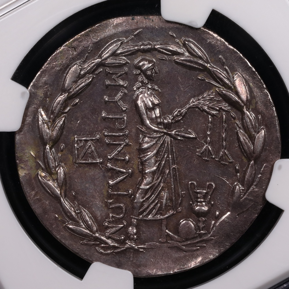 c.150-100 BC Aeolis, Myrina Silver Tetradrachm NGC Choice About Uncirculated 5x4