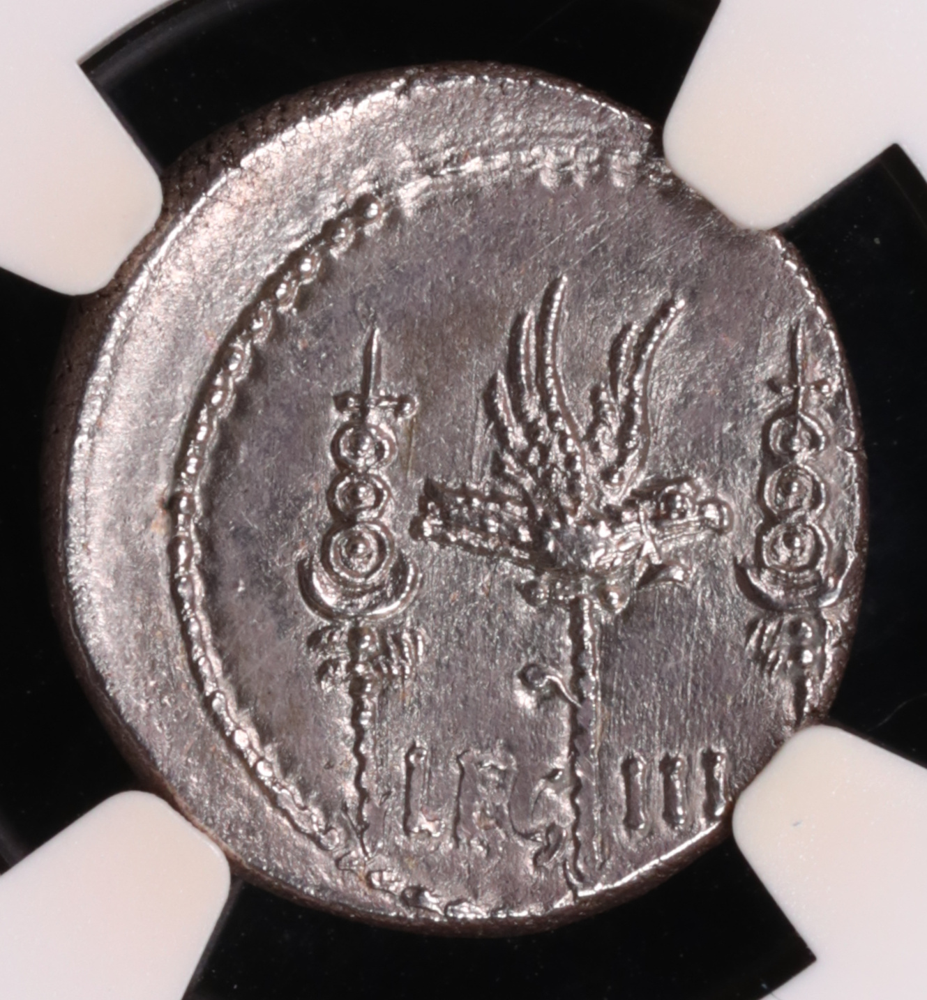 32-31 BC Marc Antony Silver Denarius NGC MS 4x3