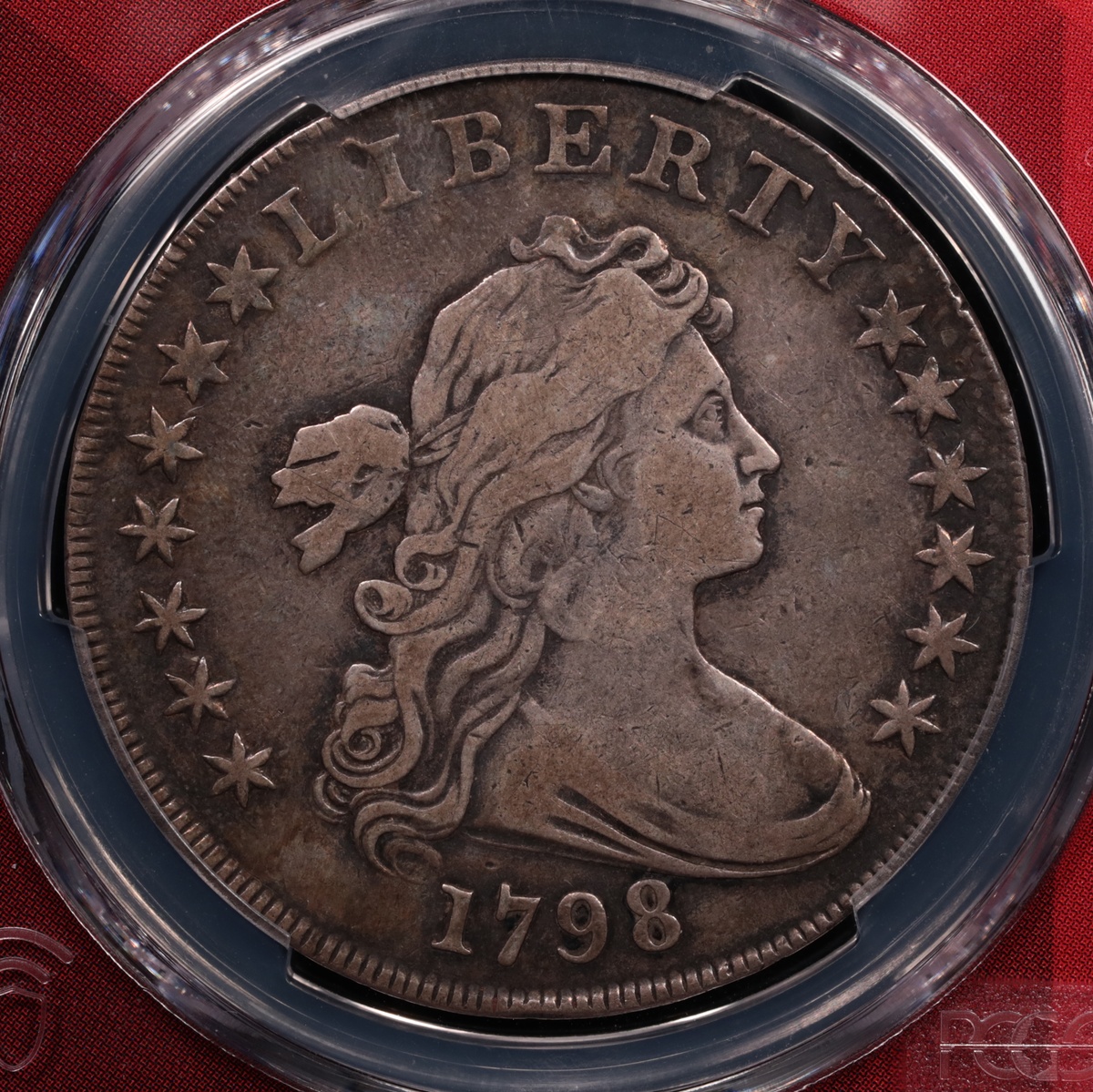1798 Draped Bust Silver Dollar Large Eagle PCGS VF-25 Obverse 1798 Draped Bust Silver Dollar Large Eagle PCGS VF-25 Obverse