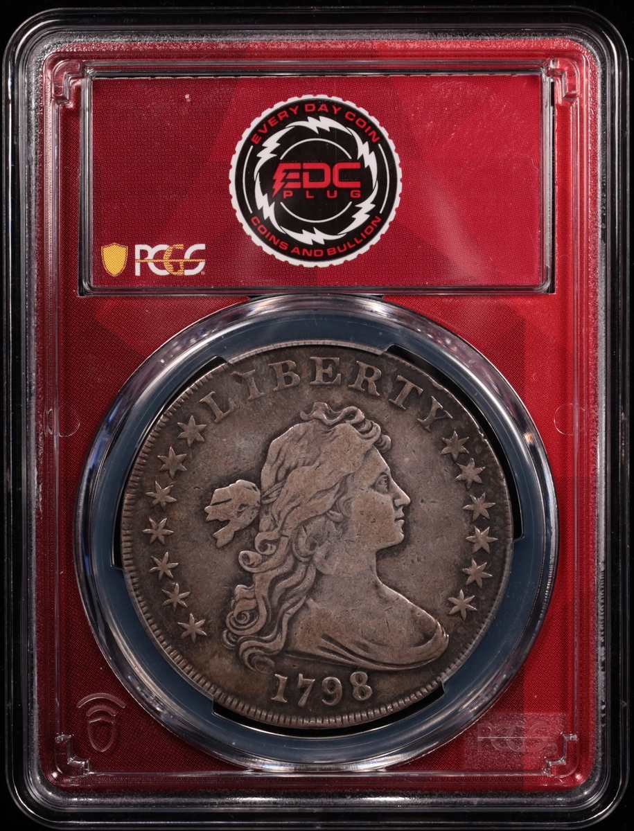 1798 Draped Bust Silver Dollar Large Eagle PCGS VF-25 Obverse in Holder 1798 Draped Bust Silver Dollar Large Eagle PCGS VF-25 Obverse in Holder