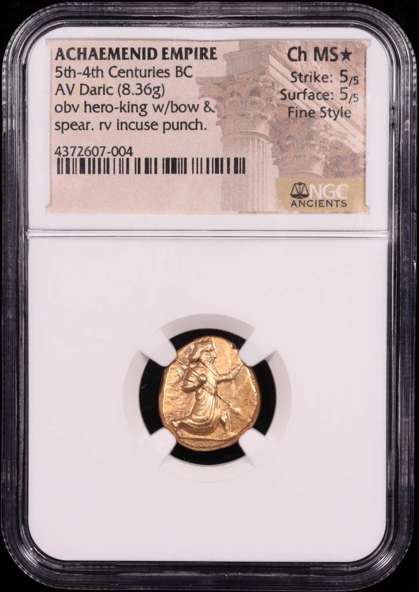 5th-4th Century BC Achaemenid Empire Gold Daric NGC Choice Mint State★ 5x5 Obverse in Holder 5th-4th Century BC Achaemenid Empire Gold Daric NGC Choice Mint State★ 5x5 Obverse in Holder