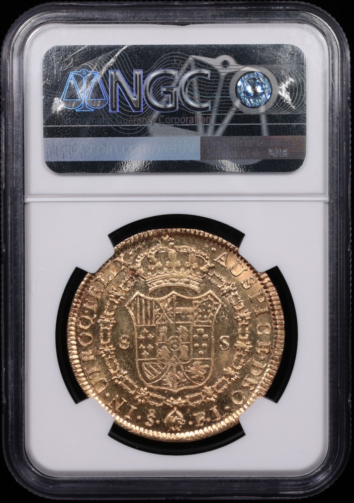 1812 Santiago, Chile 8 Escudo NGC MS-64 Reverse in Holder 1812 Santiago, Chile 8 Escudo NGC MS-64 Reverse in Holder