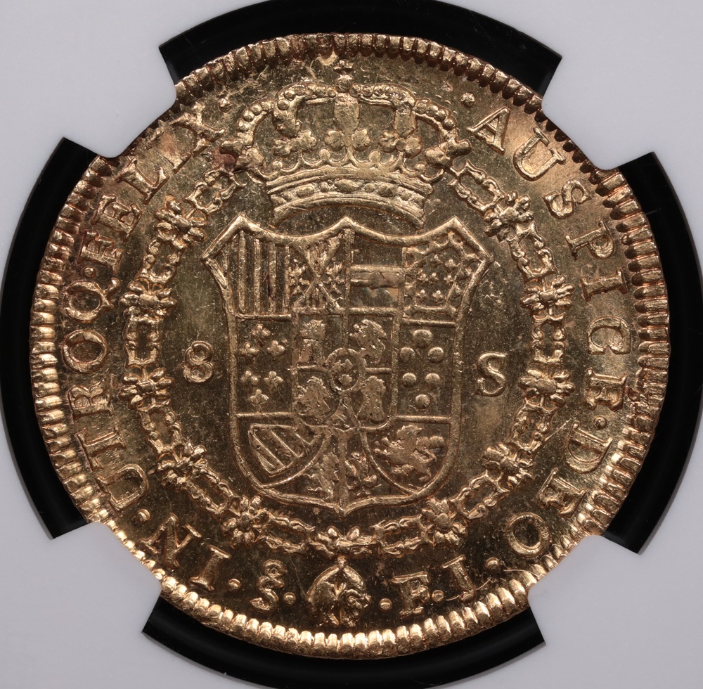 1812 Santiago, Chile 8 Escudo NGC MS-64 Reverse 1812 Santiago, Chile 8 Escudo NGC MS-64 Reverse