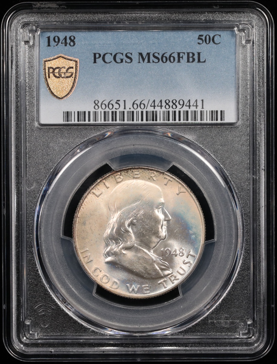 1948 Franklin Half Dollar PCGS MS-66 FBL Obverse in Holder