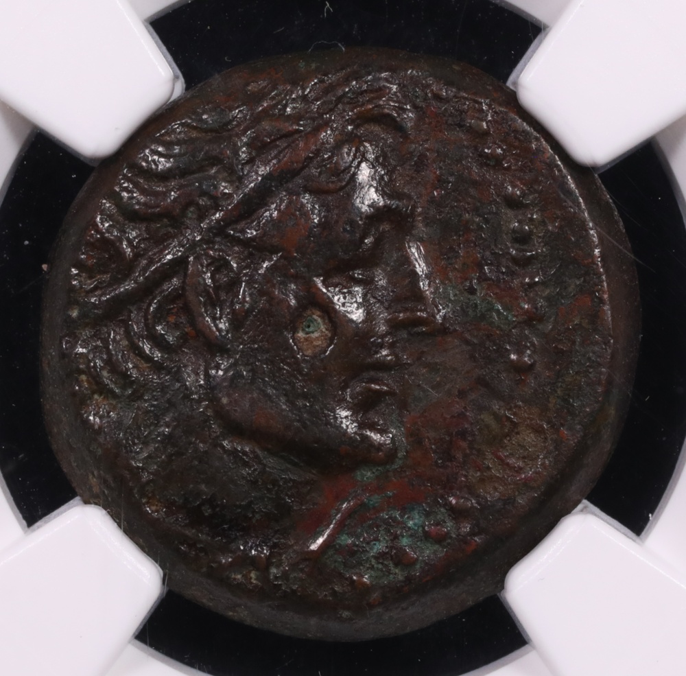 246-222 BC Ptolemy III Bronze AE22 Cyrene NGC Extremely Fine 4x3