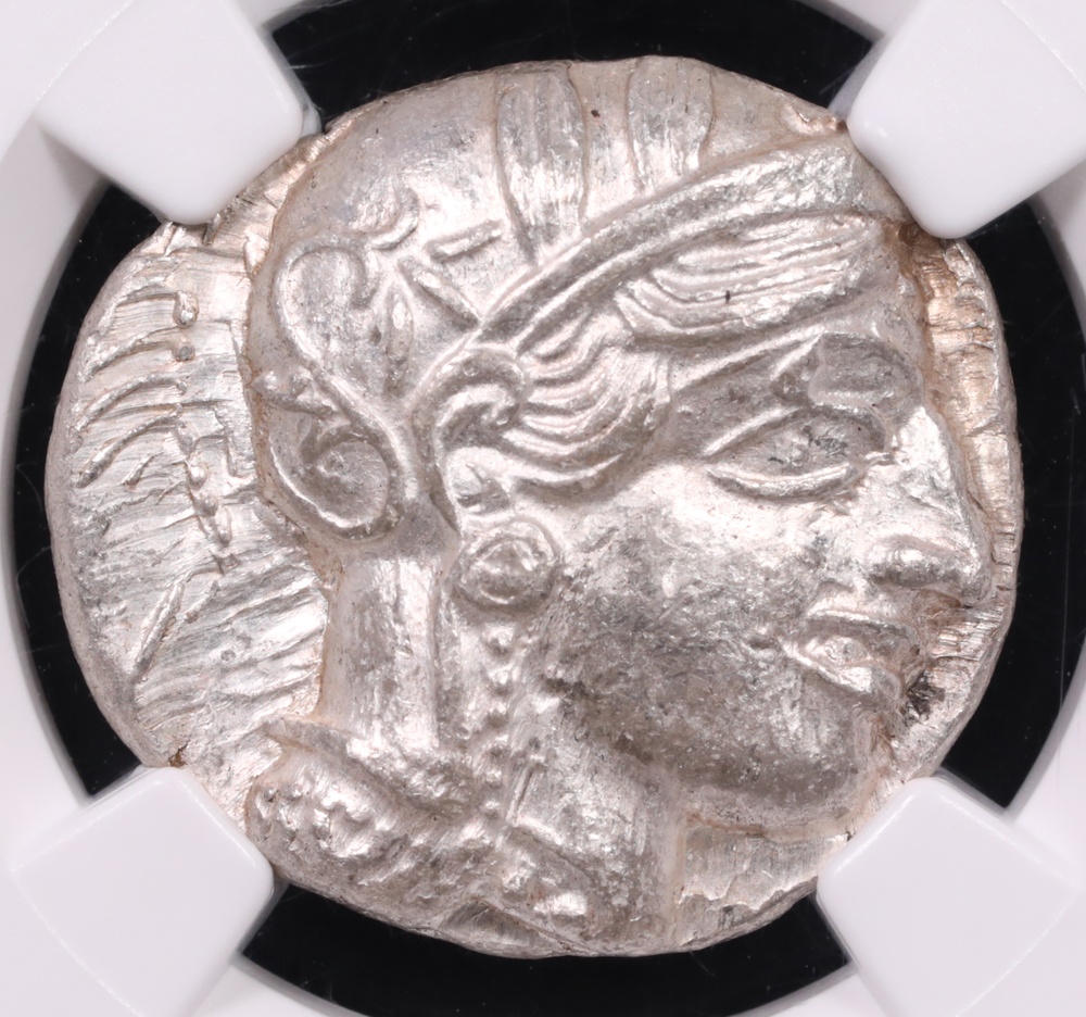 440-404 BC Attica, Athens Silver Owl Tetradrachm NGC Mint State 5x4