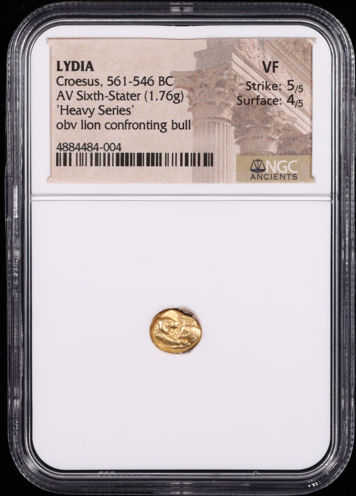 561-546 BC Lydia King Croesus Gold Sixth Stater Obverse in Holder 561-546 BC Lydia King Croesus Gold Sixth Stater Obverse in Holder