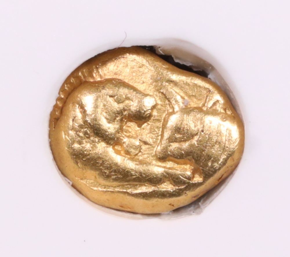 561-546 BC Lydia King Croesus Gold Sixth Stater Obverse 561-546 BC Lydia King Croesus Gold Sixth Stater Obverse
