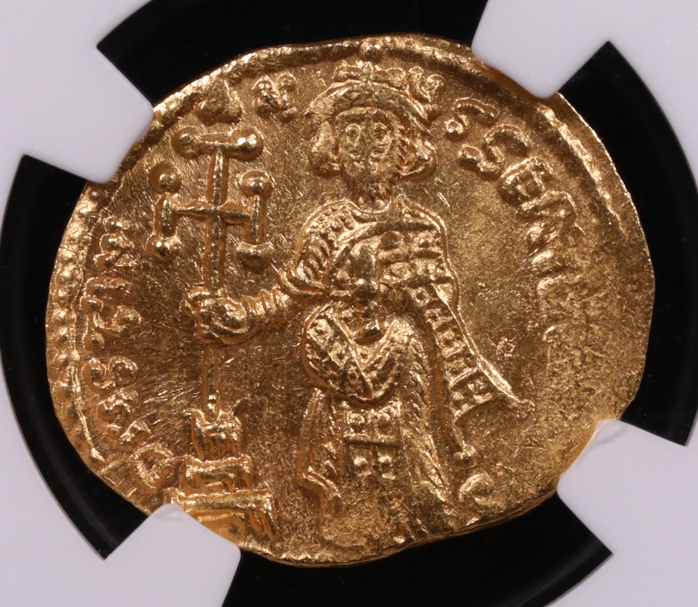 AD 685-695 Byzantine Empire Justinian II Gold Solidus NGC Mint State 3x5