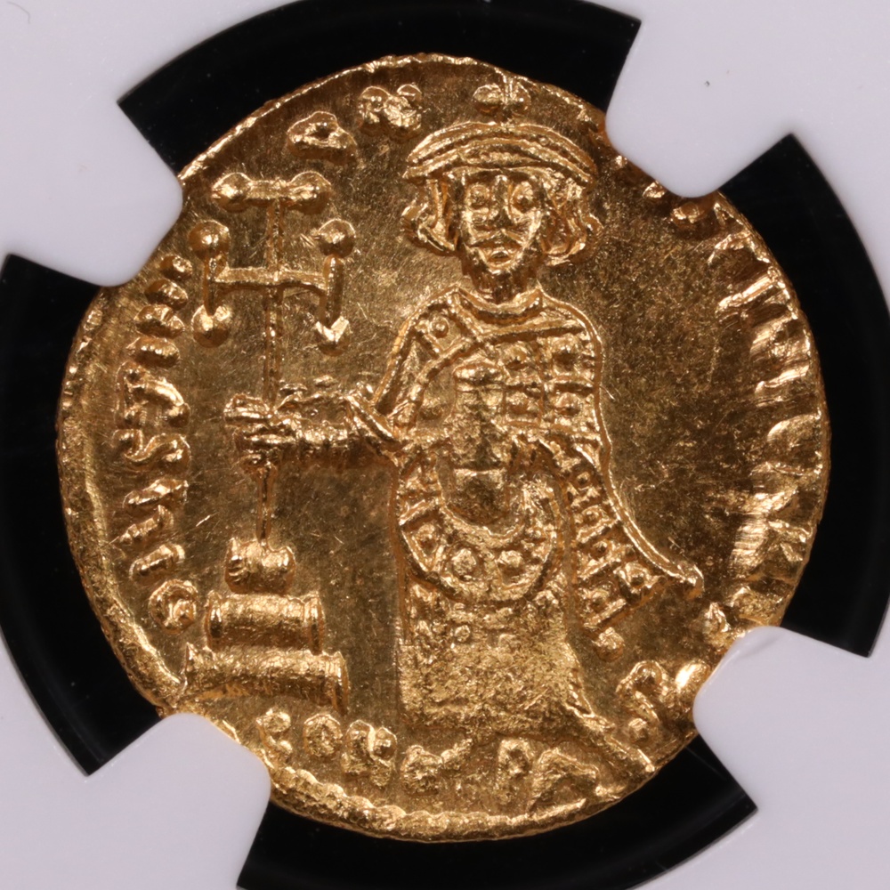 AD 685-695 Byzantine Empire Justinian II Gold Solidus NGC Mint State 3x5