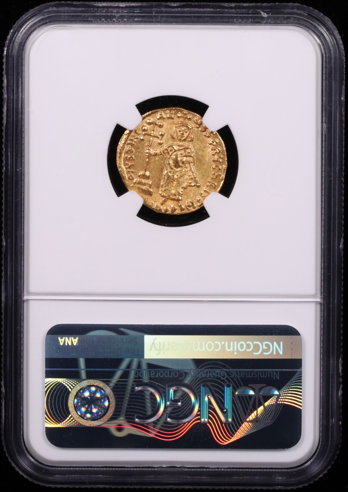 AD 685-695 Byzantine Empire Justinian II Gold Solidus NGC MS Reverse in Holder AD 685-695 Byzantine Empire Justinian II Gold Solidus NGC MS Reverse in Holder
