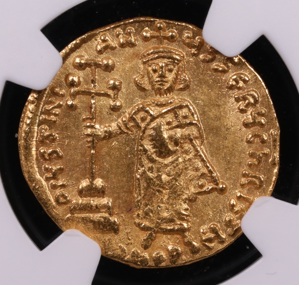 AD 685-695 Byzantine Empire Justinian II Gold Solidus NGC Mint State 3x5