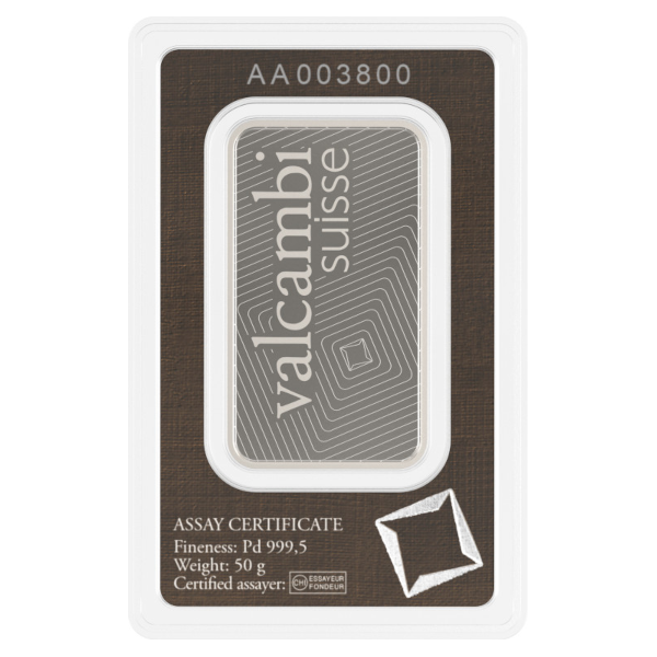 50-gram Valcambi Palladium Bar