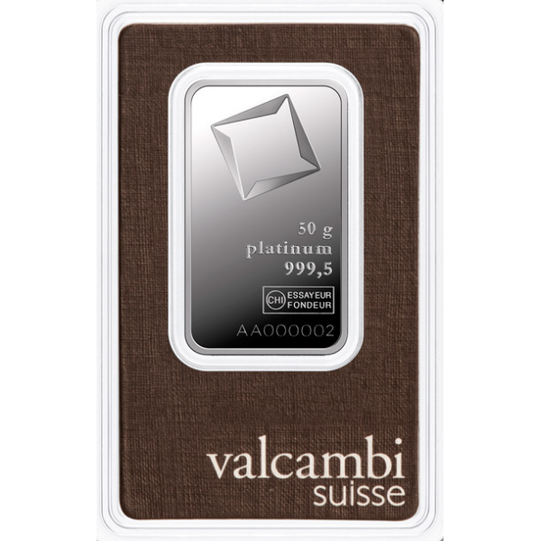 50-gram Valcambi Platinum Bar