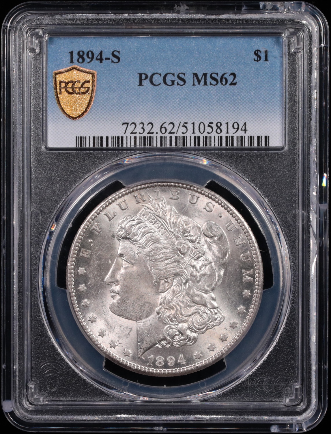 1894-S Morgan Silver Dollar PCGS MS-62 Obverse in Holder 1894-S Morgan Silver Dollar PCGS MS-62 Obverse in Holder