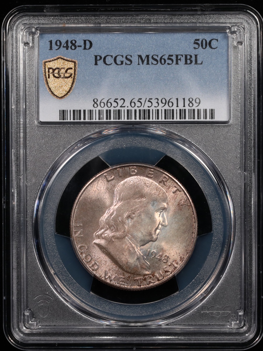 1948-D Franklin Half Dollar PCGS MS-65 FBL Obverse in Holder