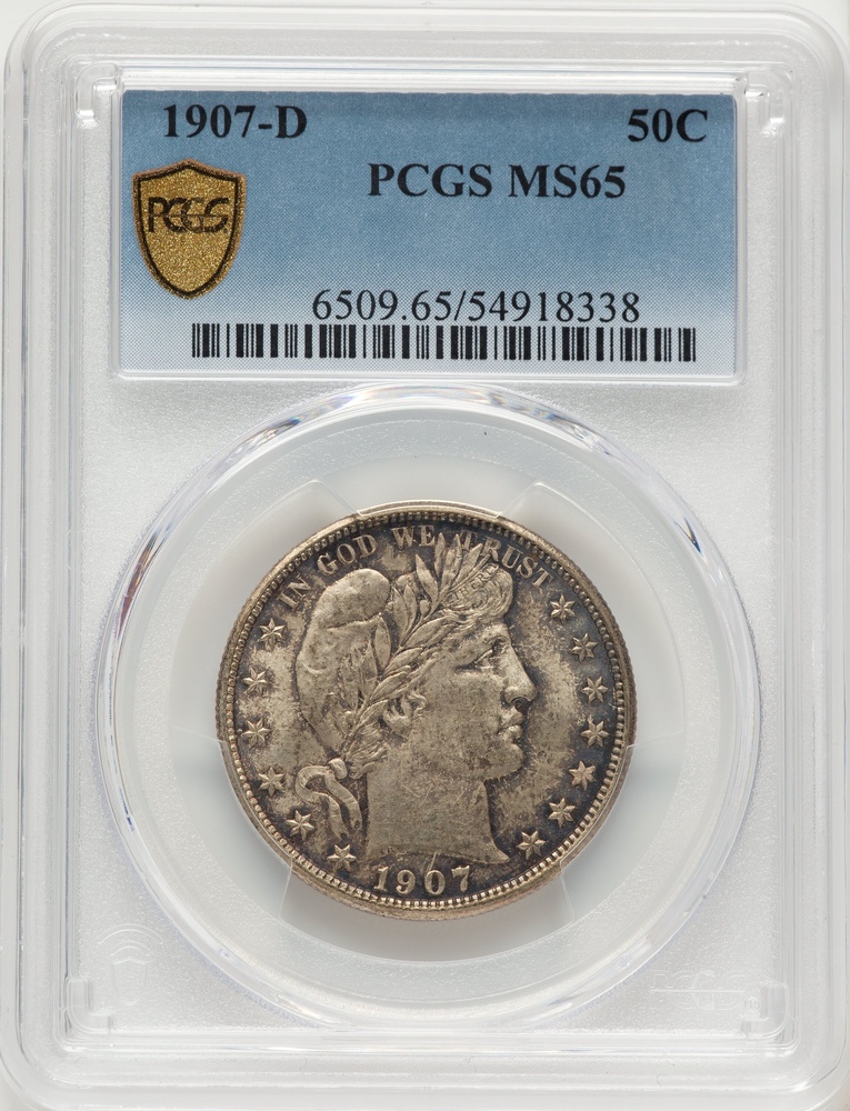 1907-D Barber Half Dollar PCGS MS-65 Obverse in Holder 1907-D Barber Half Dollar PCGS MS-65 Obverse in Holder