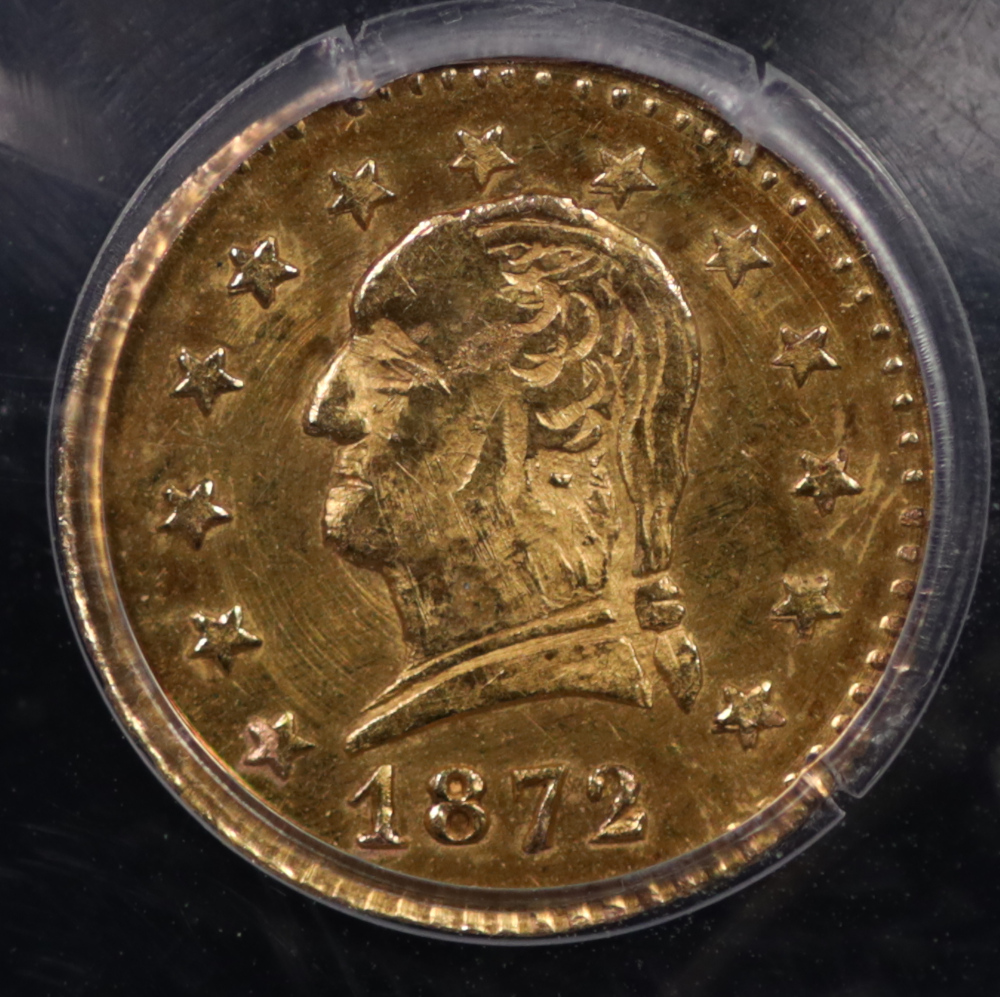 1872 California Gold G25c Washington Head PCGS (BG-818) MS-63