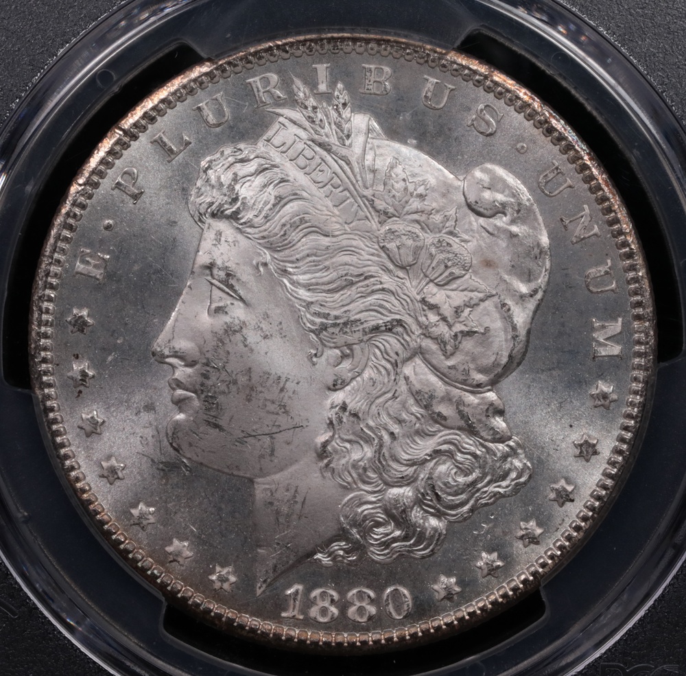1880-CC Morgan Silver Dollar GSA PCGS MS-63 Obverse 1880-CC Morgan Silver Dollar GSA PCGS MS-63 Obverse