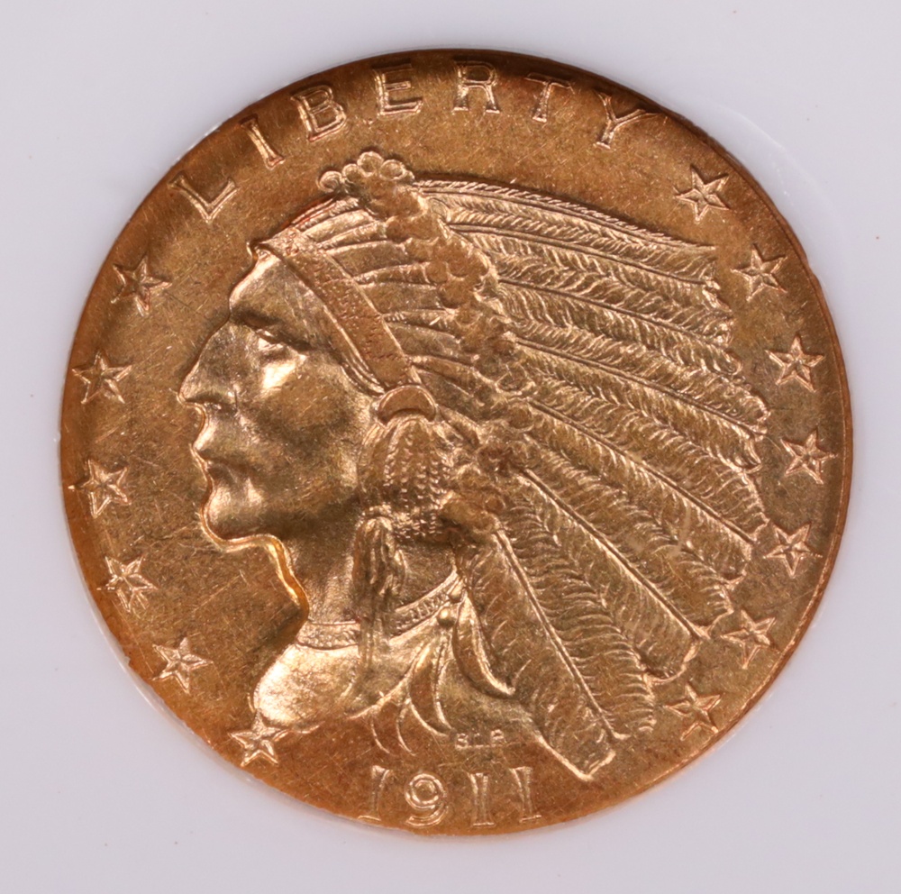 1911-D $2.50 Indian Gold NGC AU-58