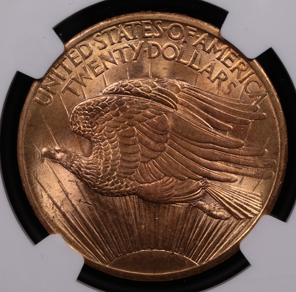 1908 $20 Saint-Gaudens Gold No Motto NGC MS-66+ Reverse 1908 $20 Saint-Gaudens Gold No Motto NGC MS-66+ Reverse