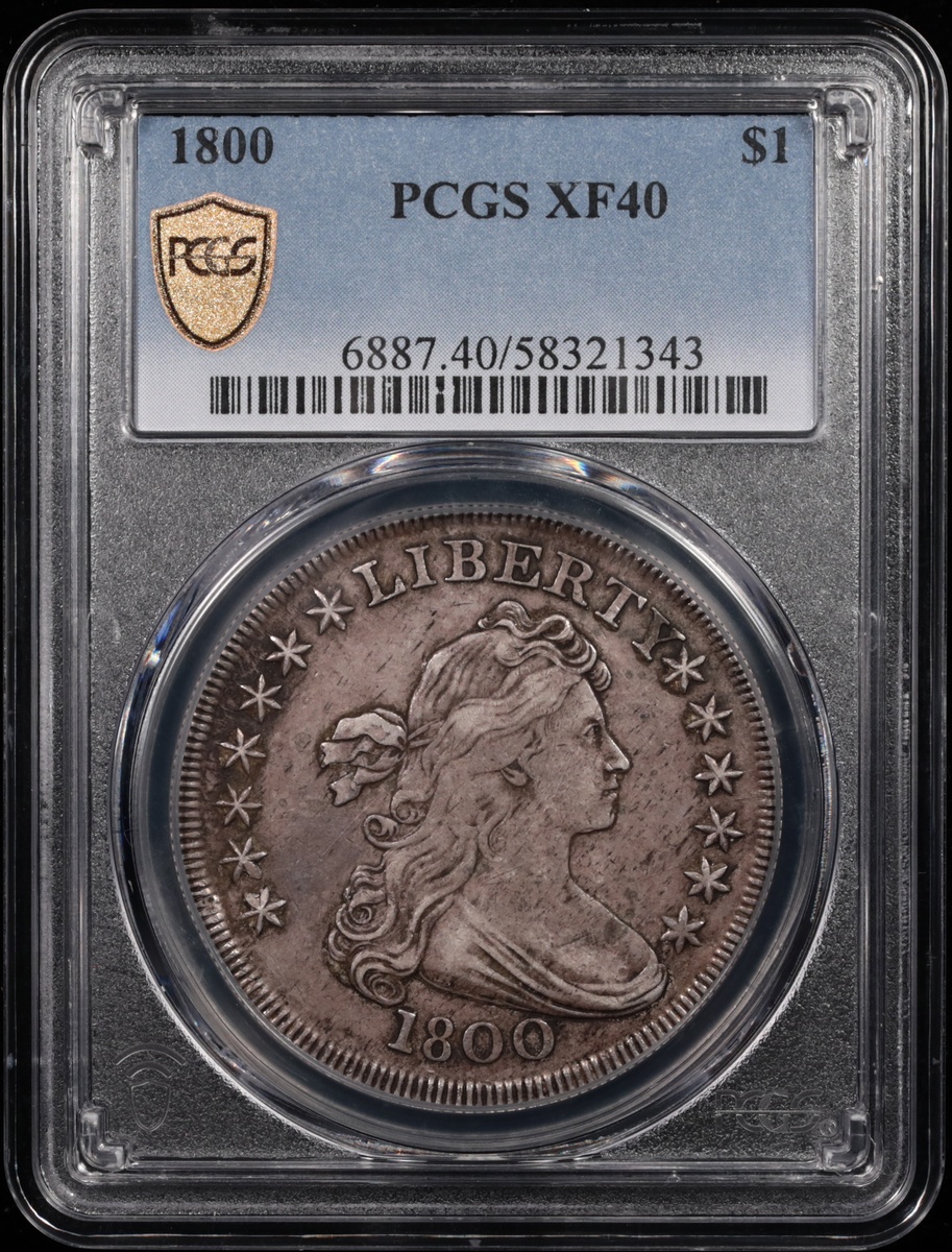 1800 Draped Bust Silver Dollar PCGS XF-40 Obverse in Holder 1800 Draped Bust Silver Dollar PCGS XF-40 Obverse in Holder
