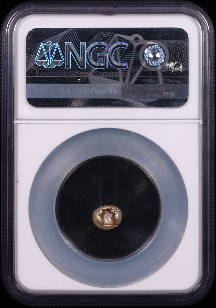 c. 650-600 BC Ionia Electrum Twelfth-Stater NGC Choice About Uncirculated 5x5 Reverse in Holder c. 650-600 BC Ionia Electrum Twelfth-Stater NGC Choice About Uncirculated 5x5 Reverse in Holder