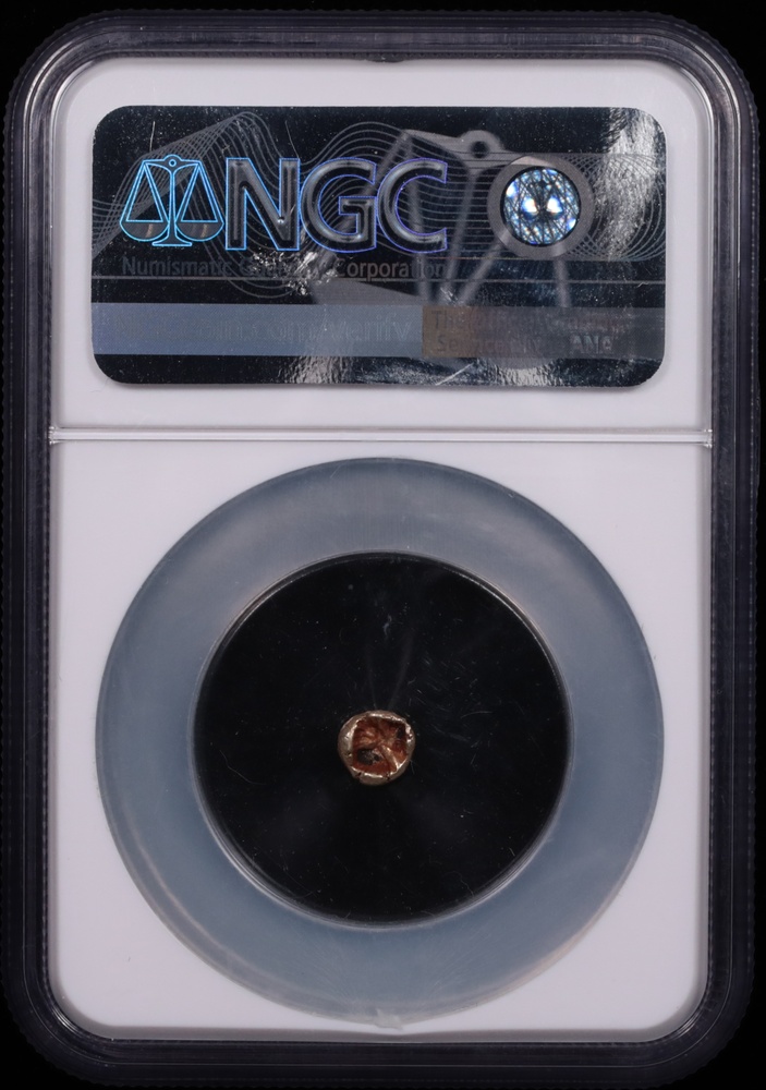 650-600 BC Ionia Uncertain Mint Electrum 1/24 Stater NGC About Uncirculated 5x5 Reverse in Holder 650-600 BC Ionia Uncertain Mint Electrum 1/24 Stater NGC About Uncirculated 5x5 Reverse in Holder