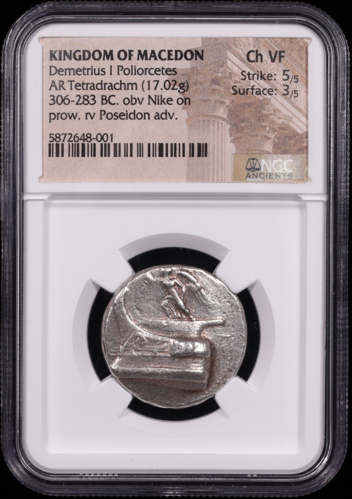 306-283 BC Demetrius I Poliorcetes Silver Tetradrachm NGC Choice Very Fine Reverse in Holder 306-283 BC Demetrius I Poliorcetes Silver Tetradrachm NGC Choice Very Fine Reverse in Holder