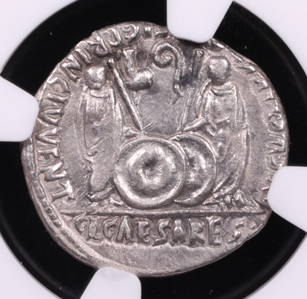 27 BC-AD 14 Augustus Silver Denarius Lugdunum Mint NGC Choice Very Fine 3x3