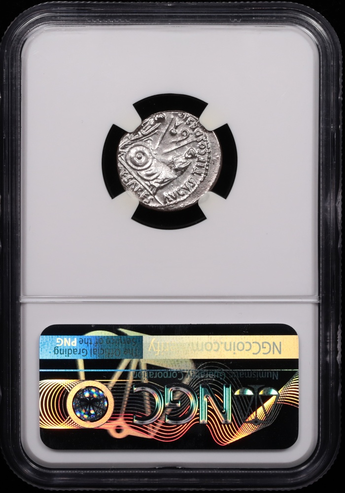 27 BC-AD 14 Roman Empire Augustus Silver Denarius NGC Extremely Fine 2x2 Reverse in Holder 27 BC-AD 14 Roman Empire Augustus Silver Denarius NGC Extremely Fine 2x2 Reverse in Holder