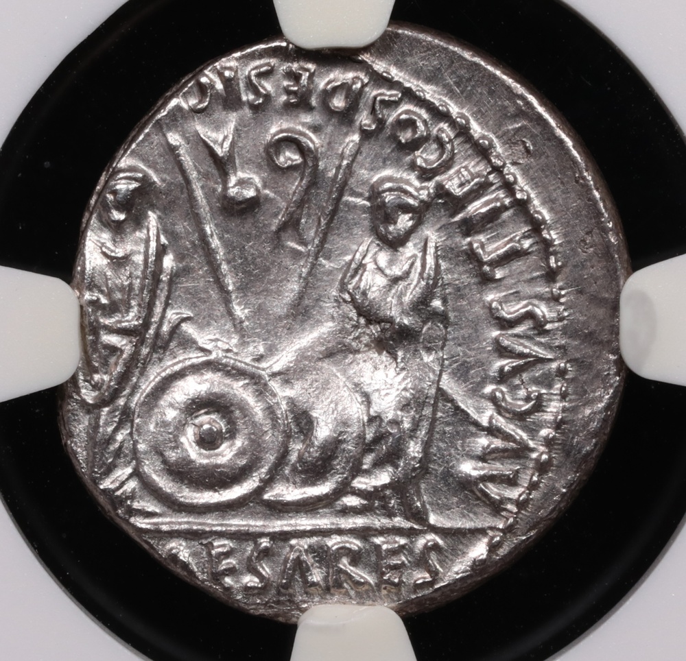 27 BC-AD 14 Roman Empire Augustus Silver Denarius NGC Extremely Fine 2x2 Reverse 27 BC-AD 14 Roman Empire Augustus Silver Denarius NGC Extremely Fine 2x2 Reverse