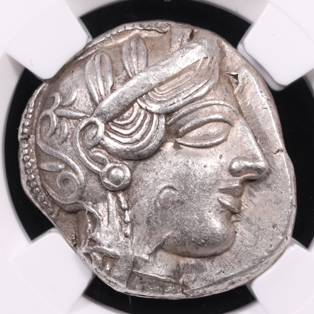 440-404 BC Attica, Athens Silver Owl Tetradrachm NGC Choice Extremely Fine 5x2