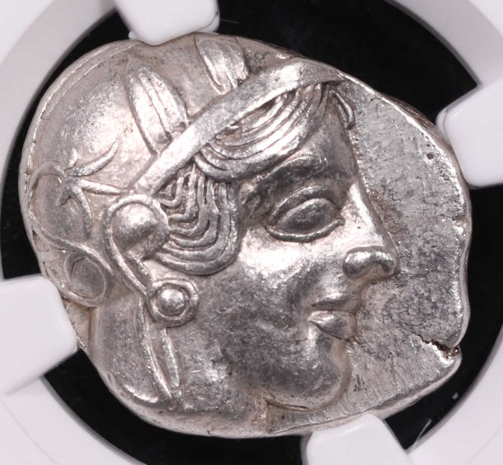 440-404 BC Attica, Athens Silver Owl Tetradrachm NGC Choice Extremely Fine 5x4