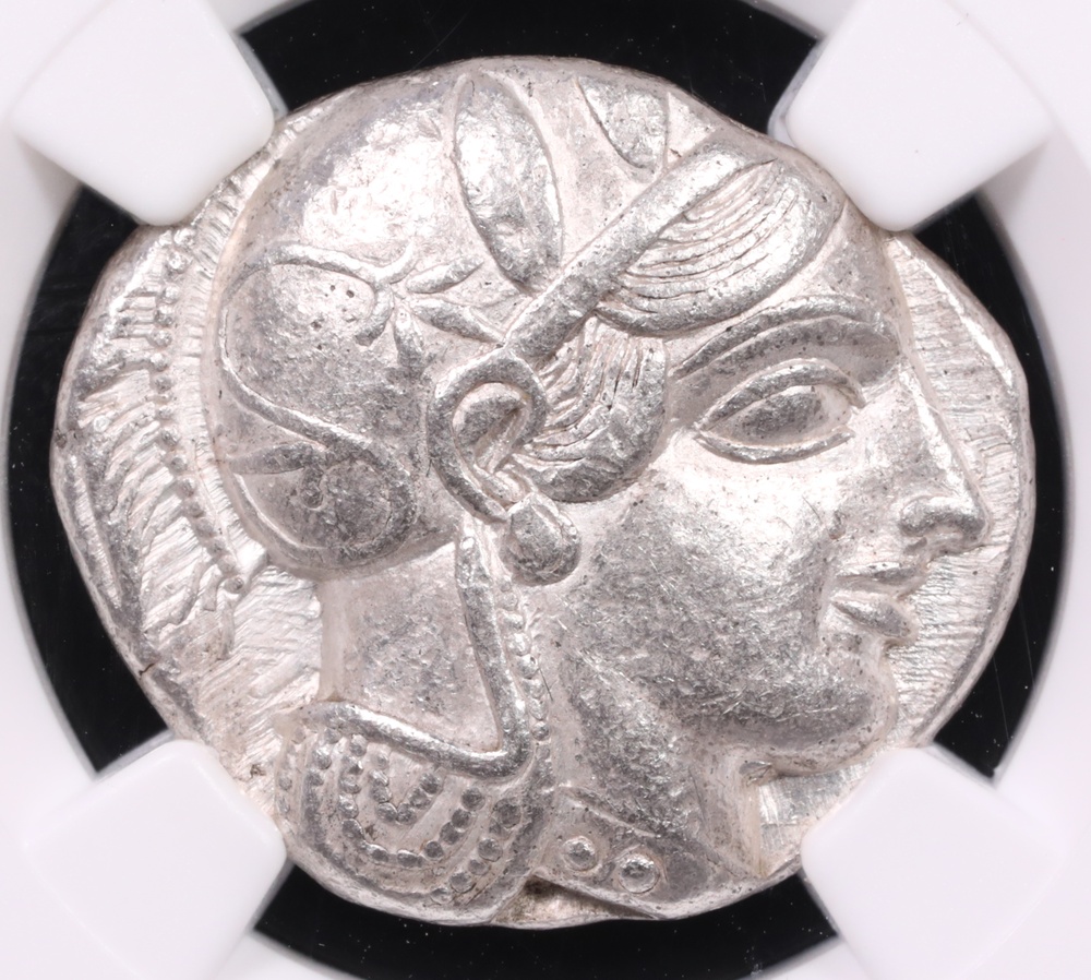 440-404 BC Attica, Athens Silver Owl Tetradrachm NGC About Uncirculated 5x4