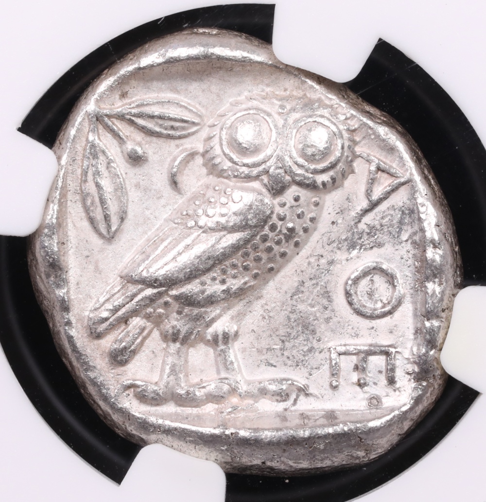 440-404 BC Attica, Athens Silver Owl Tetradrachm NGC About Uncirculated 5x4