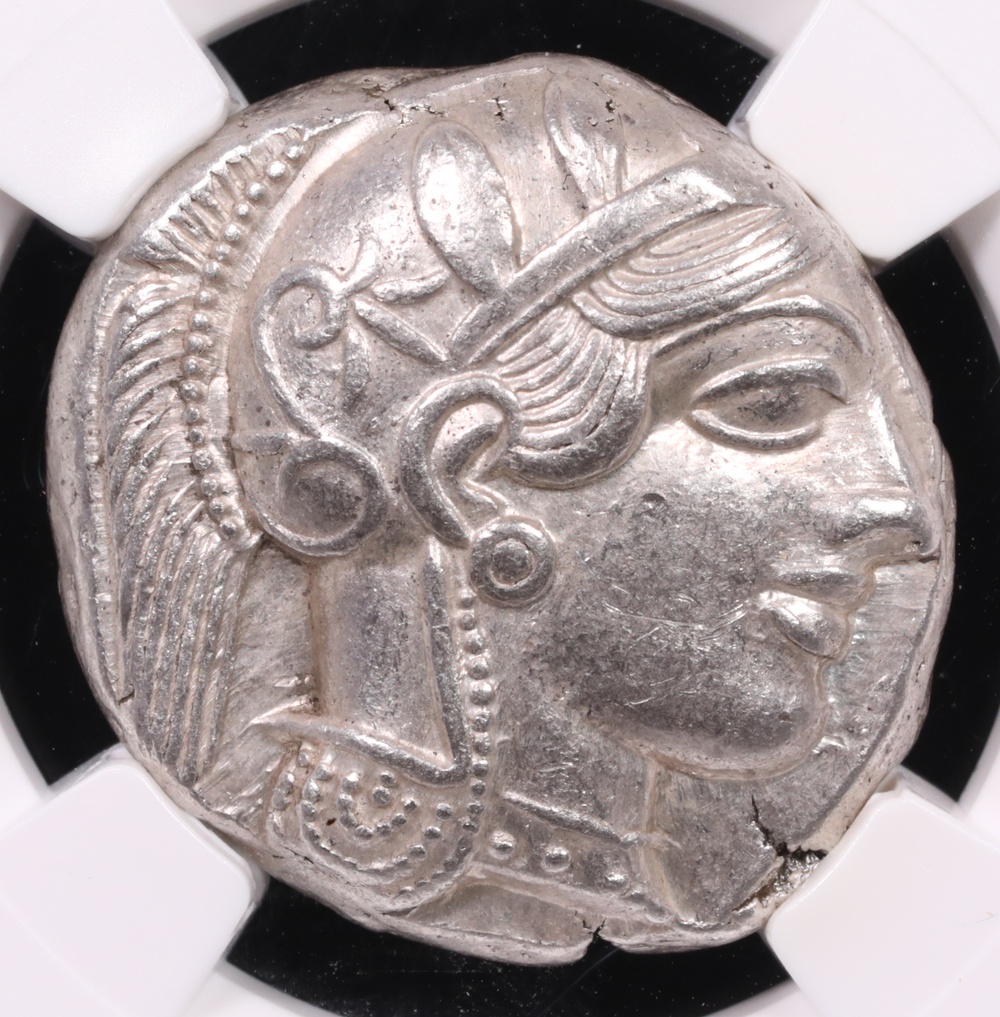 440-404 BC Attica, Athens Silver Owl Tetradrachm NGC About Uncirculated 5x4