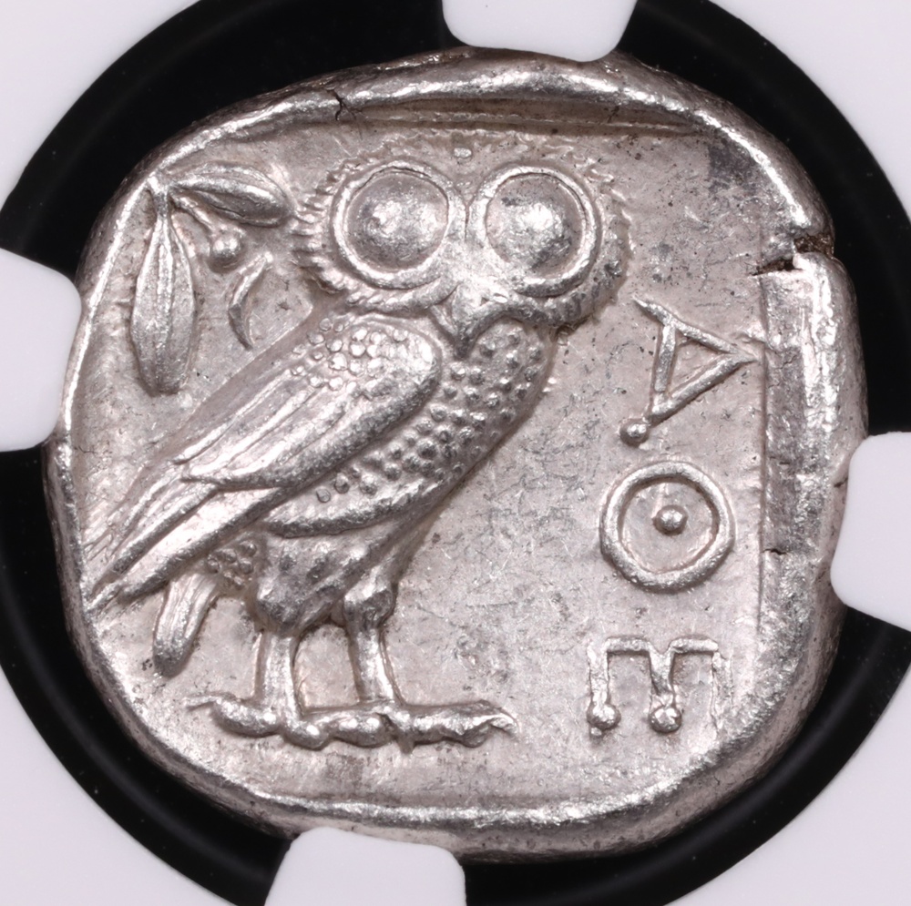 440-404 BC Attica, Athens Silver Owl Tetradrachm NGC AU 5x4