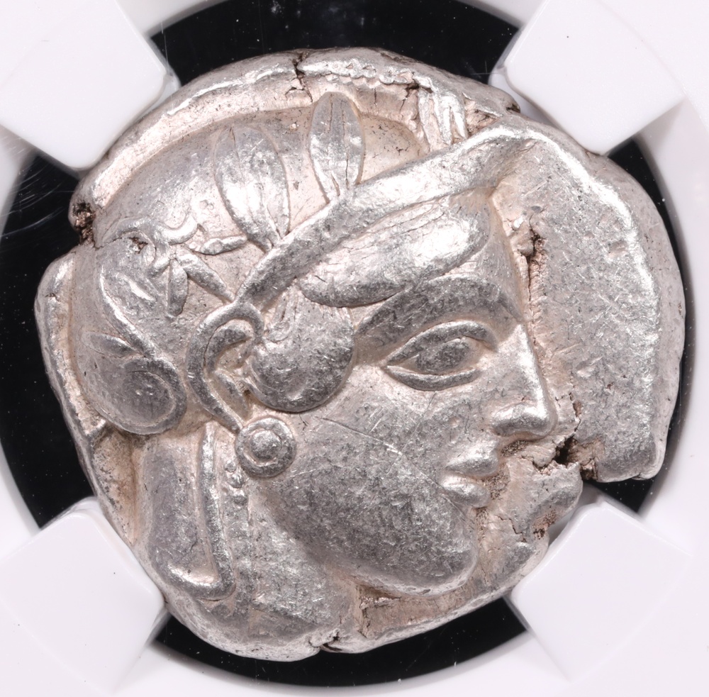 440-404 BC Attica, Athens Silver Owl Tetradrachm NGC Choice Very Fine 5x2